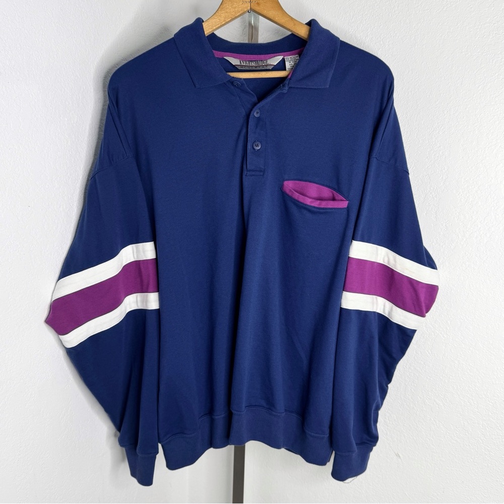 Vintage Pullover Shirt Grandpa Core 90s Preppy Pocket Navy 2X Knightsbridge